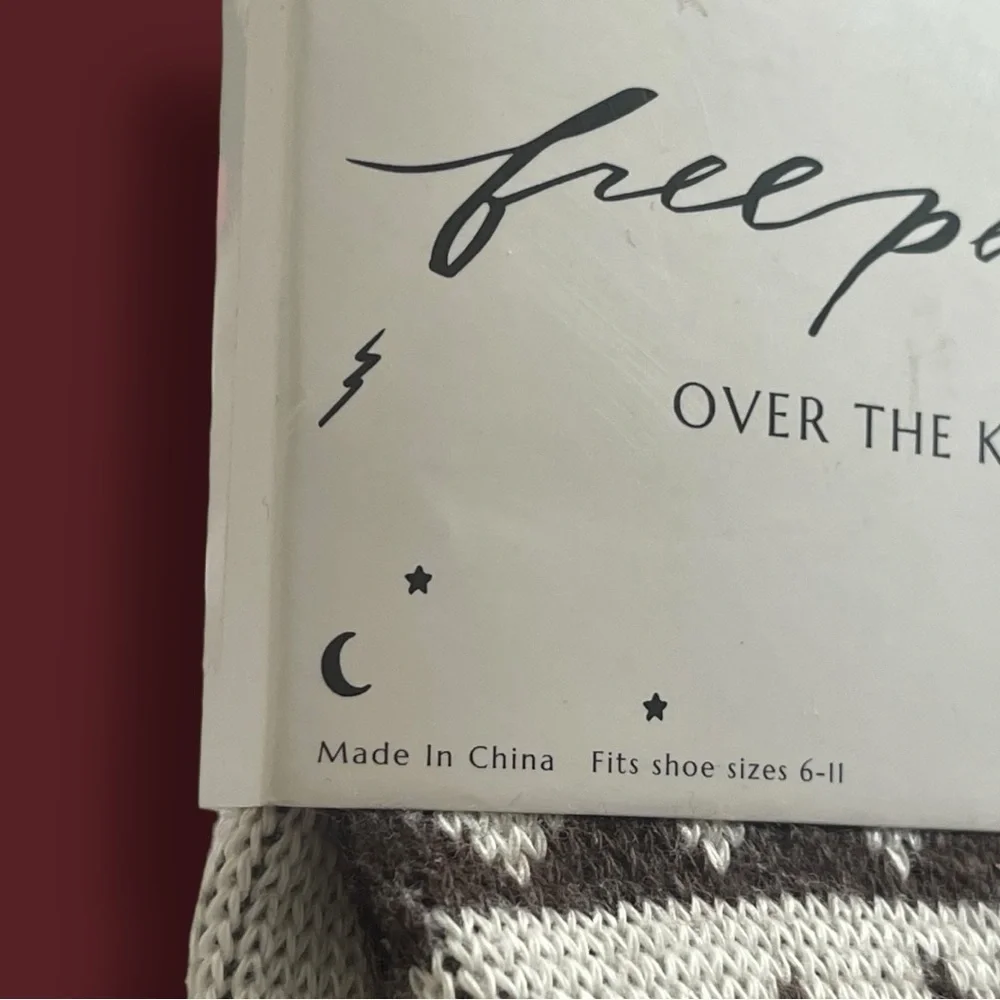 Free People Patterned Brown and Cream Over the Knee Socks NWT!